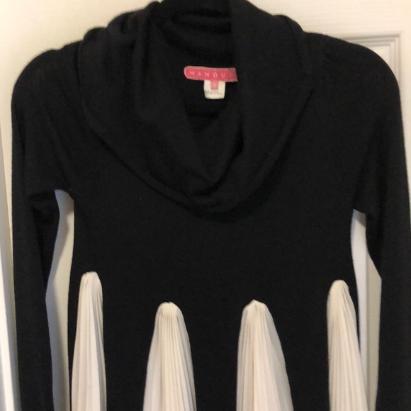 Manoush black wool and white chiffon dress - Picture 3 of 5